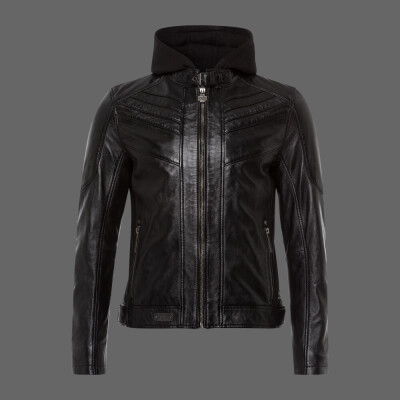 Mens leather jacket with hotsell hoodie insert